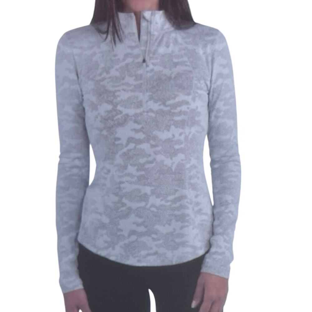 Spyder Women's White and gray Tech Quarter Zip Top Long Sleeve Pullover Gray XXL